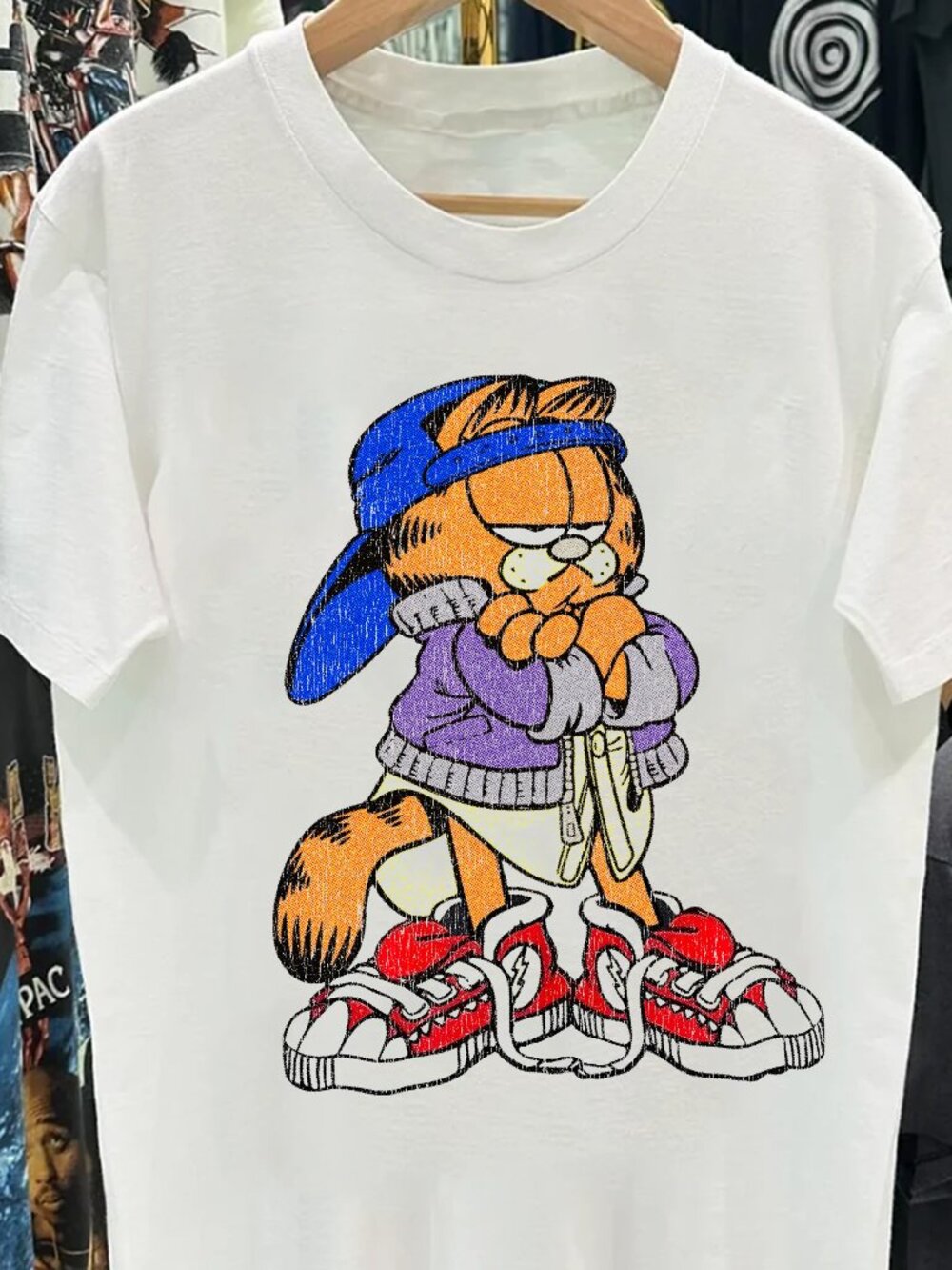 Cool Garfield Vintage Washed White Tee